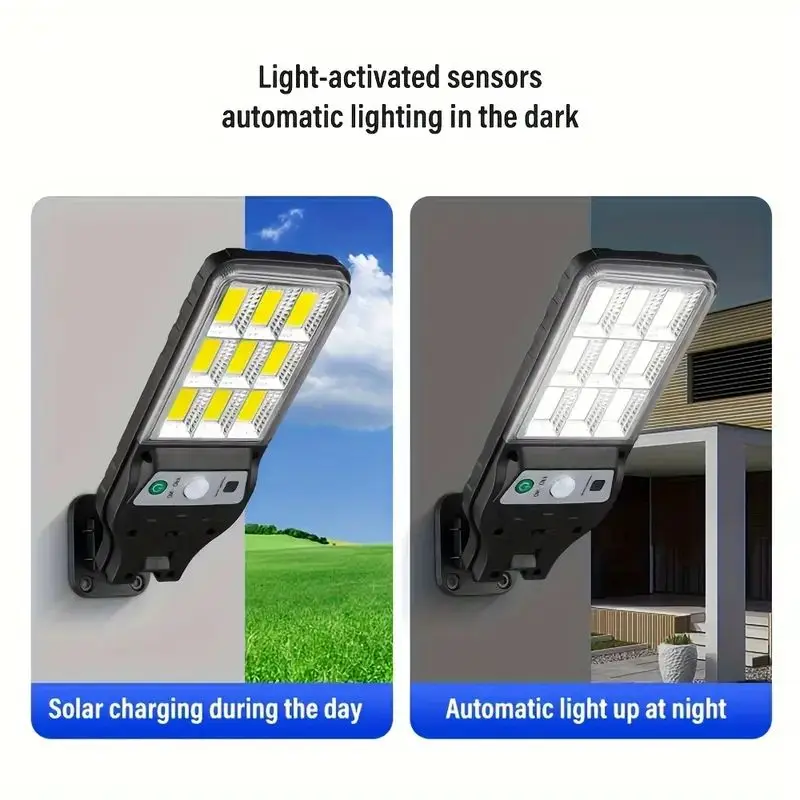 4PCS Solar Wall Light with Motion Sensor 108COB Outdoor 3 Modes for Terrace Garden Fence Pavilion and Terrace