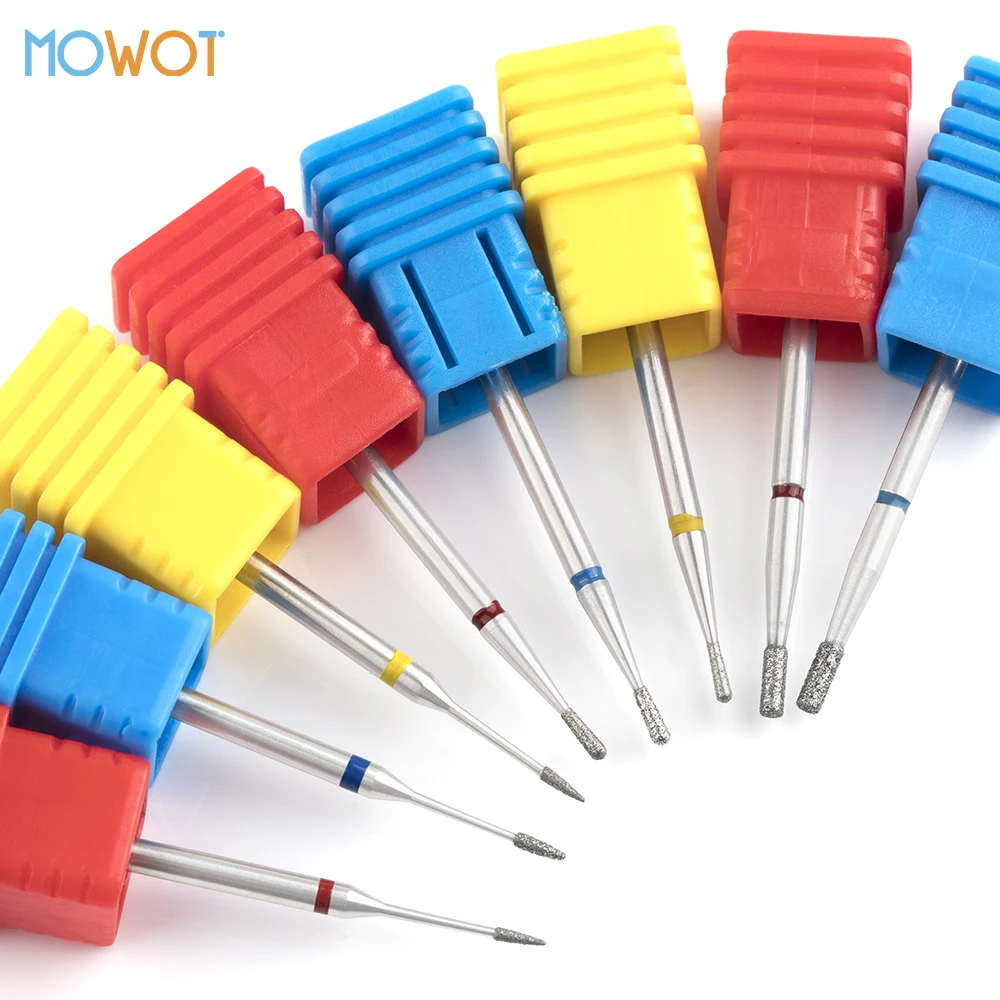 MOWOT 2 قطعة مسمار لقمة ثقب الماس قاطعة المطحنة 3/32 ''الكهربائية الروتاري إهاب نظيفة لدغ مسمار بت مانيكير باديكير مسمار أداة