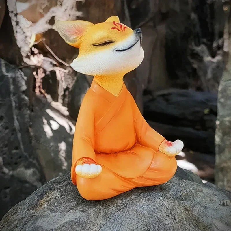 White Nine-tailed Fox Figurines Aesthetic Room Bedroom Garden
