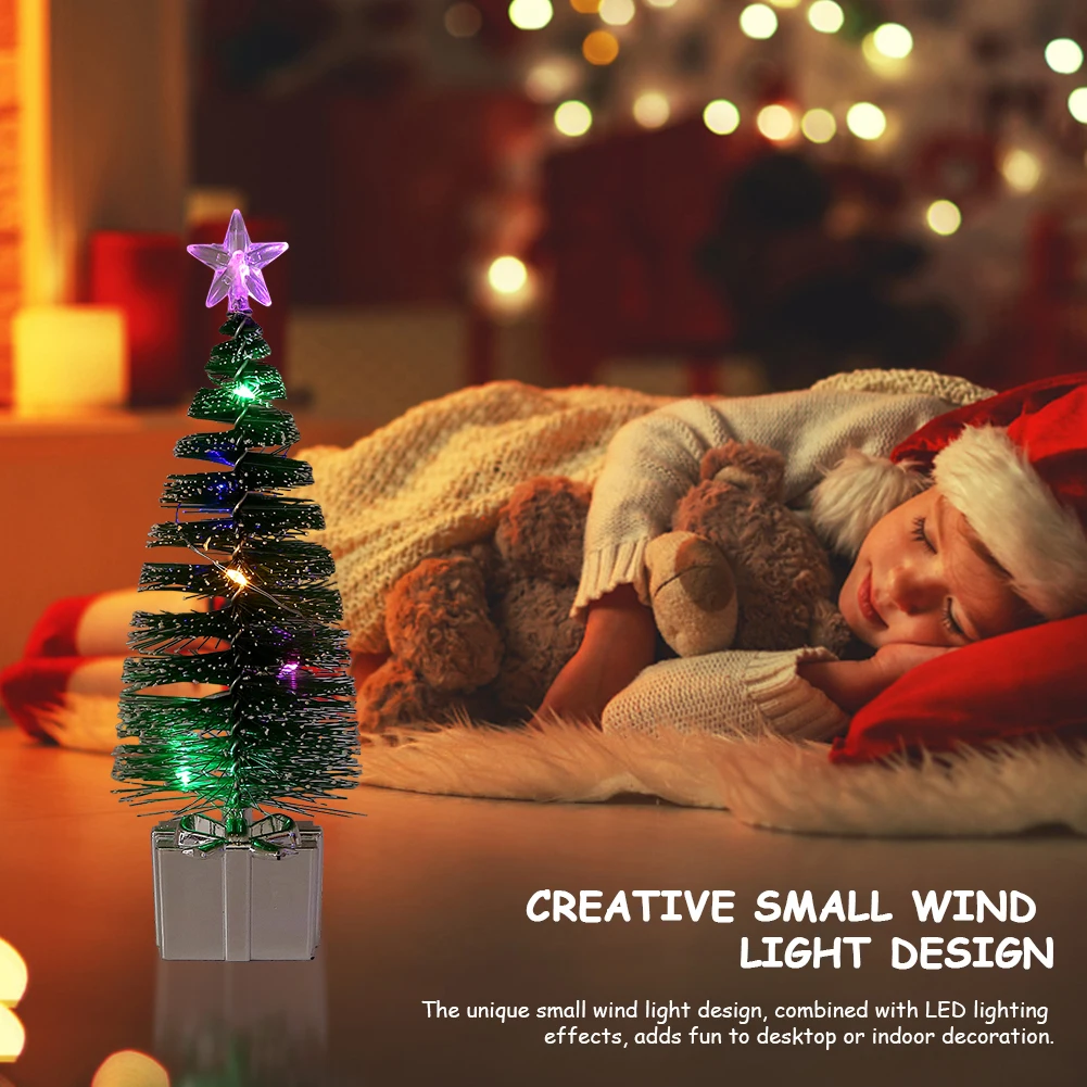 Christmas Tree Statue Light Xmas Tree Miniature Creative Mini Pine Tree Decoration LED Light Tabletop Decoration for Kids Gifts