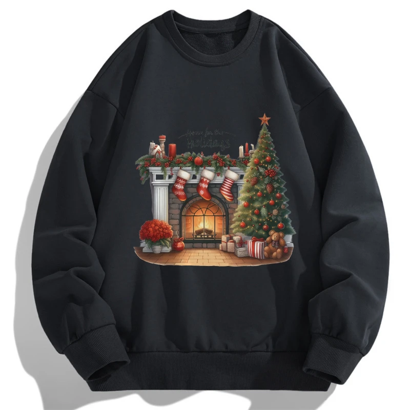 2025 Navidad temática para hombre de manga larga estufa de Navidad dibujo grafiti camiseta primavera y otoño Casual algodón Tops Y2k vintage
