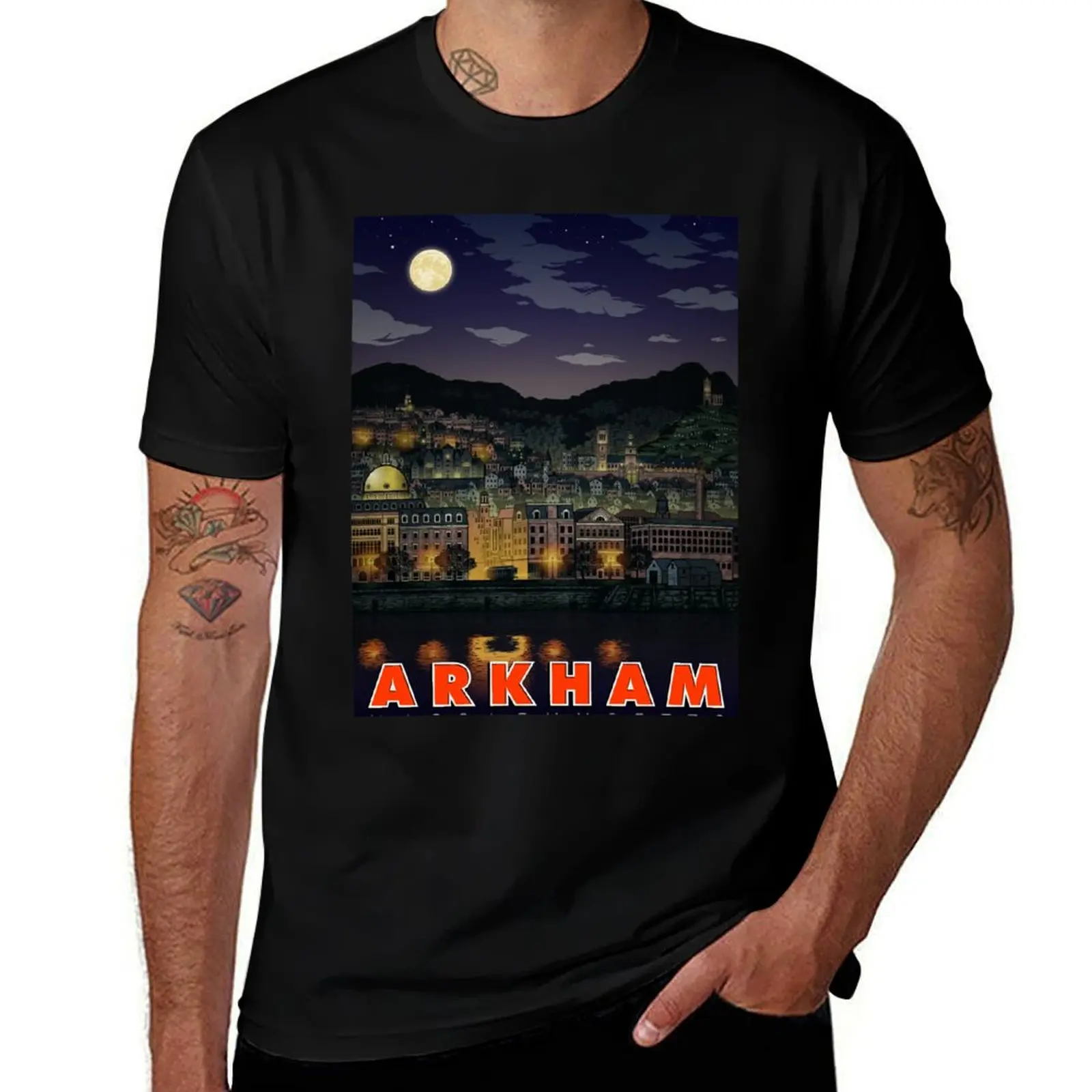 Greetings From Arkham, Mass T-Shirt Fashion Print Casual Short Sleeve