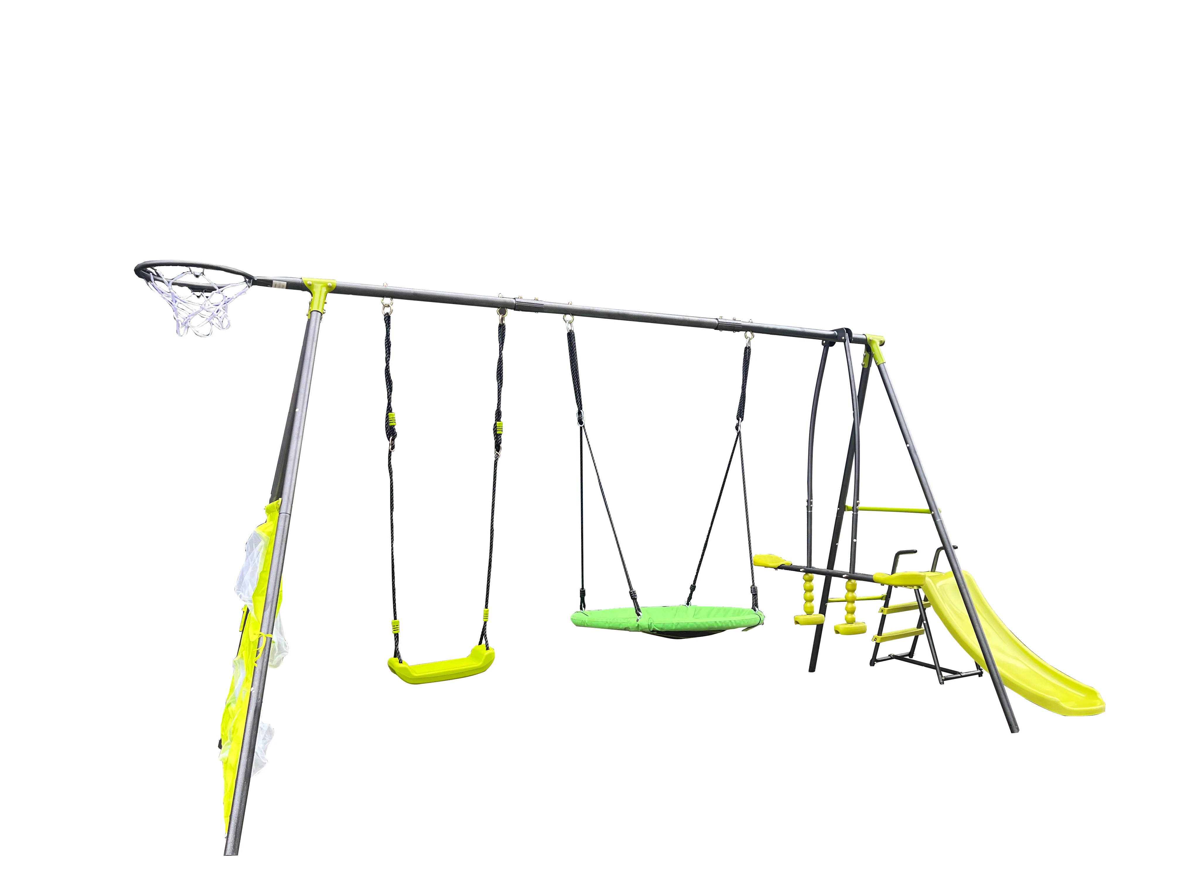 Outdoor Toddler Saucer Swing Set for Backyard, Playground Tree Swing Sets with Steel Frames, with Disc Tree Swing Playset