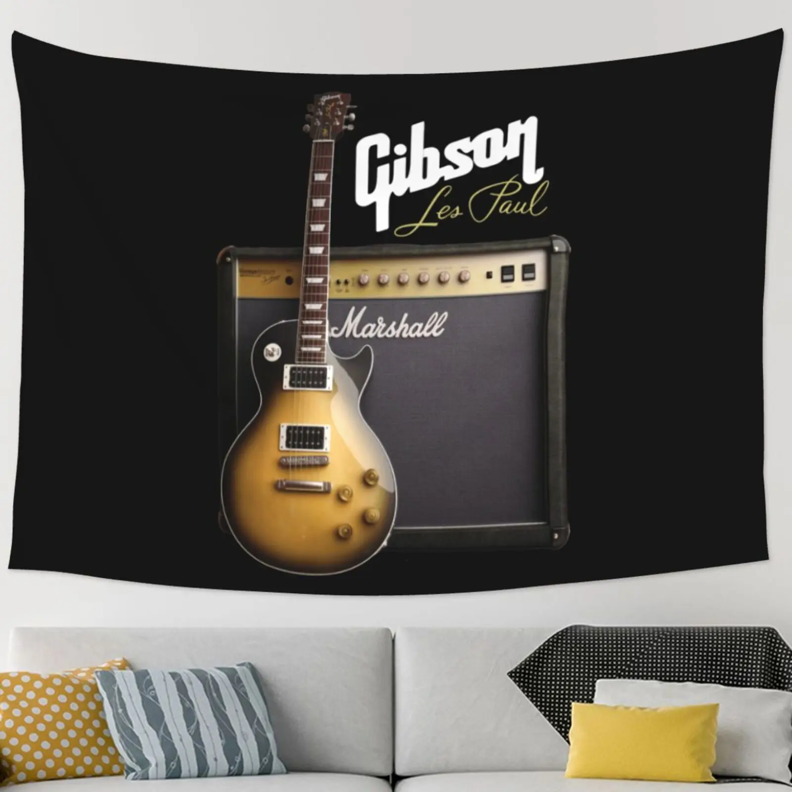 Gibson Les Paul Guitar Tapestry Wall Hanging Hippie Gobelin Bedroom Carpet Wall Hanging Decor