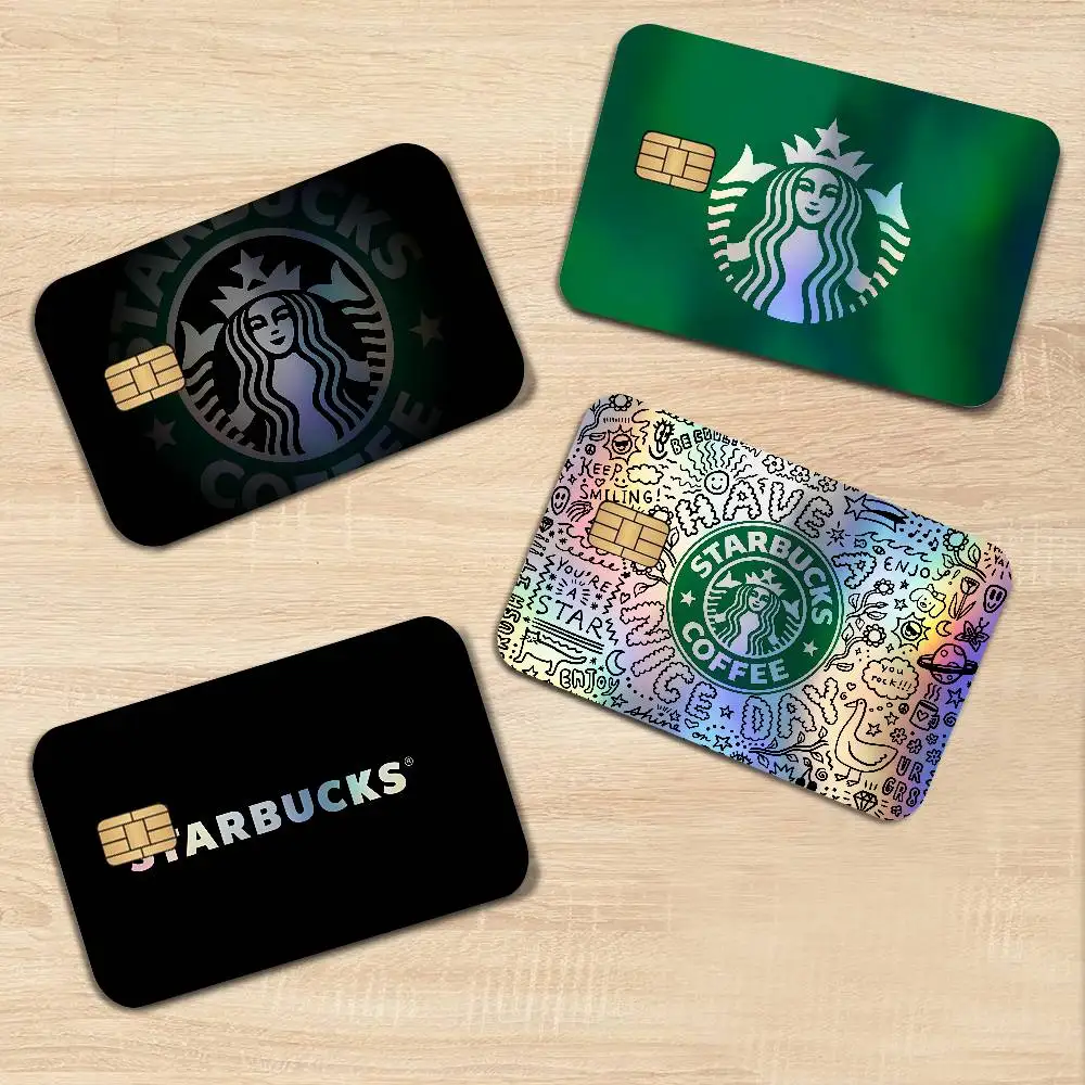 Cool S-Starbucks LOGO Laser Sparkle Bank Card Stickers Universal DIY Craft Decor Accessories