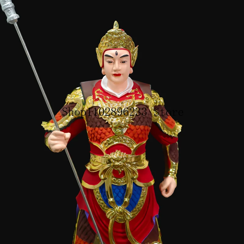 Seven-Color Erlang Shen Yang Jian Statue, Resin Buddha Figurine for Home or Temple Worship, Standing Erlang Shen with the Divine