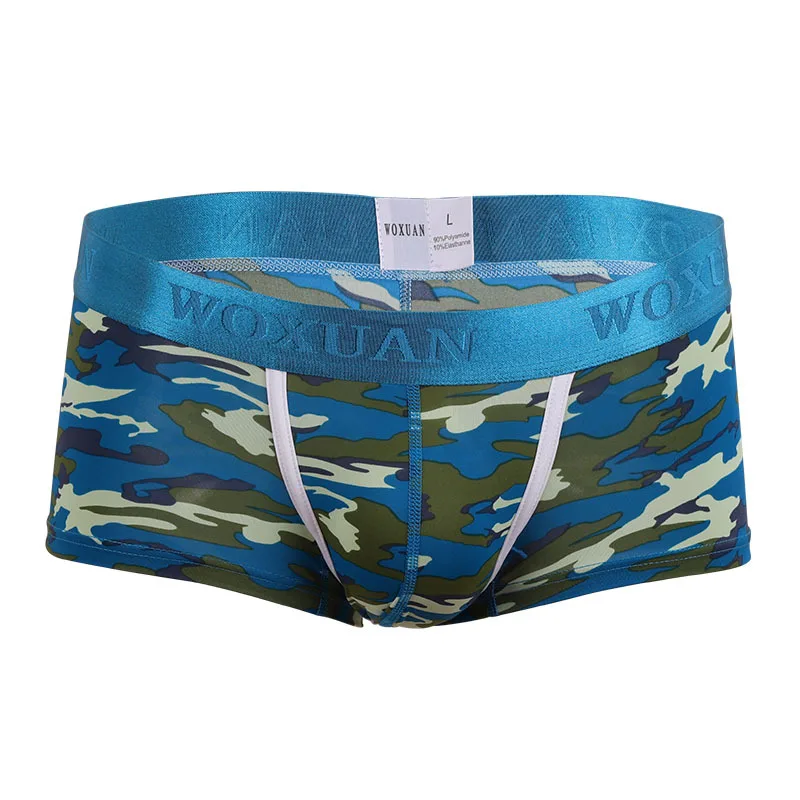 Men's Underwear Soft U Convex Pouch Boxers Youth Low Waist Sexy Panties Knickers Camouflage Printed Boxer Breathable Trunks