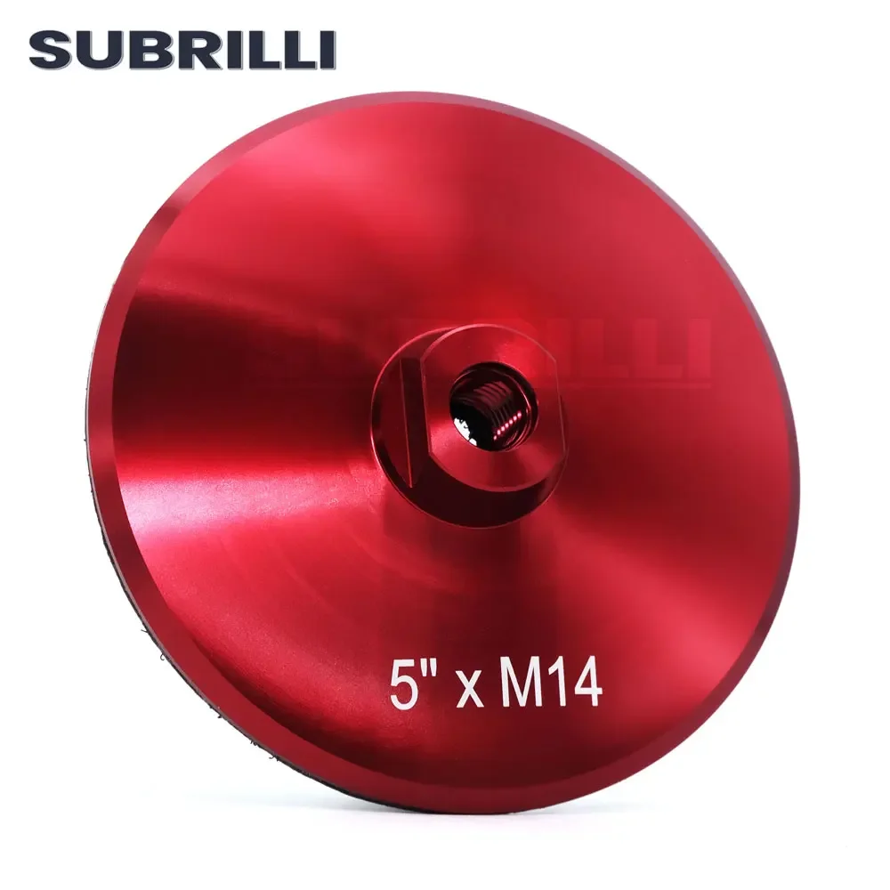 SUBRILLI-almohadilla de respaldo de gancho y bucle de 5 "con respaldo de aluminio rígido para almohadillas de pulido de 125mm, soporte de disco de eje de latón de 5/8" 11