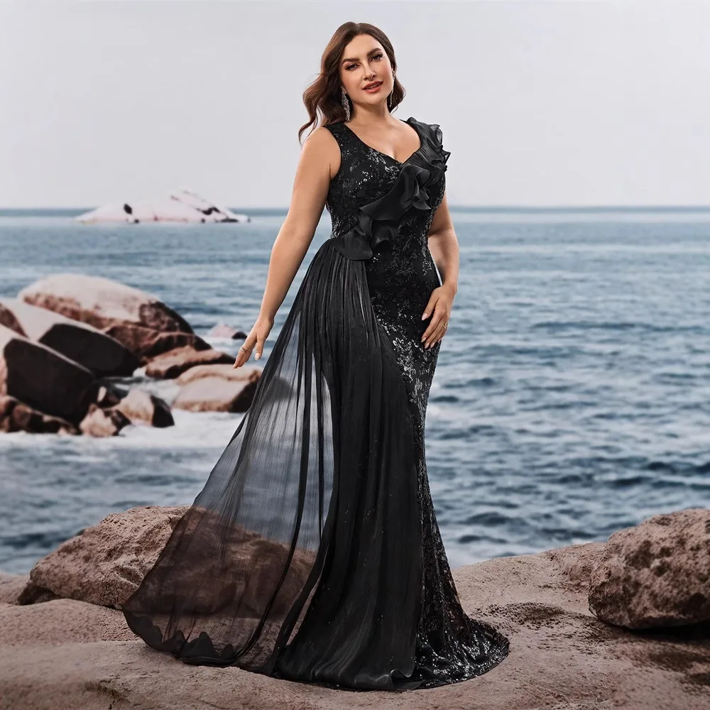 

Вечернее платье длинное, с V-образным вырезом, пышными рукавами, для бала, для мам, для торжественных мероприятий, из шелкового материала, с низкой талией, круглый вырез