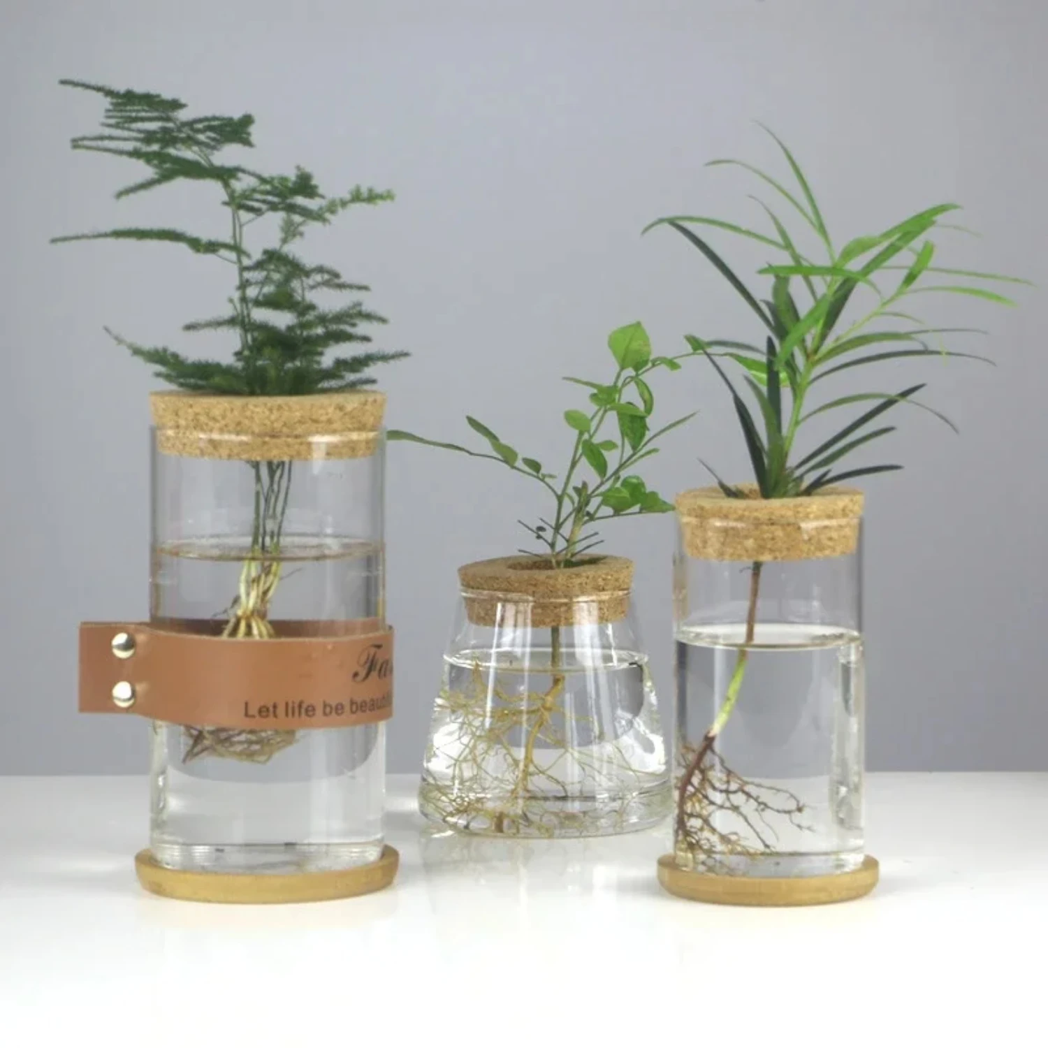 

Mini Hydroponic Glass Plant Vase with Artificial Flowers, Transparent Terrarium for Faux Flowers, Fake Flowers Tabletop Decor, L