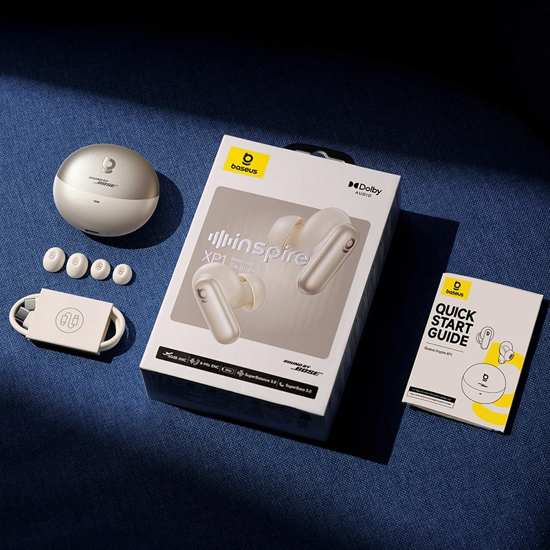 Baseus Inspire XP1 -50dB Adaptive ANC Wireless Earbuds Bluetooth 6.1 Dolby Audio 6 Mic ENC Wireless Earphones bud Sound by Bose