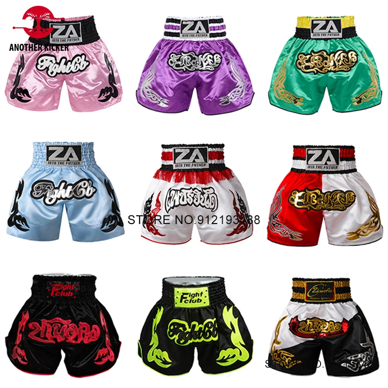 

Muay Thai Pants Embroidered Boxing Shorts Men Women Child Gym Martial Arts MMA Clothing Satin Grappling Kickboxing Fight Shorts