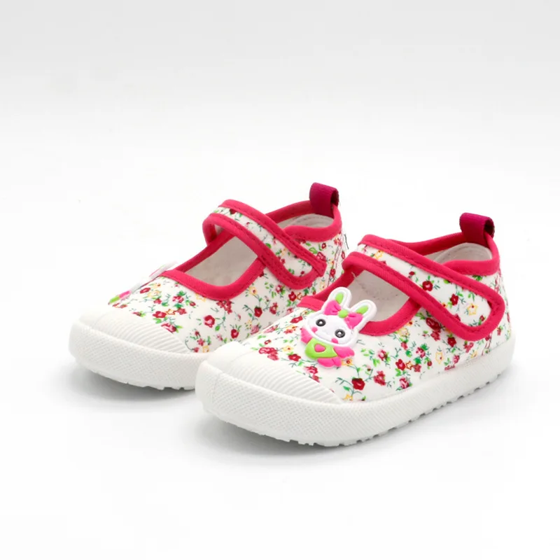 Children Cartoon Canvas Shoes for Boys and Girls Cute Floral Pink Casual Shoes Baby Spring Shallow Breathable Fashion Sneakers