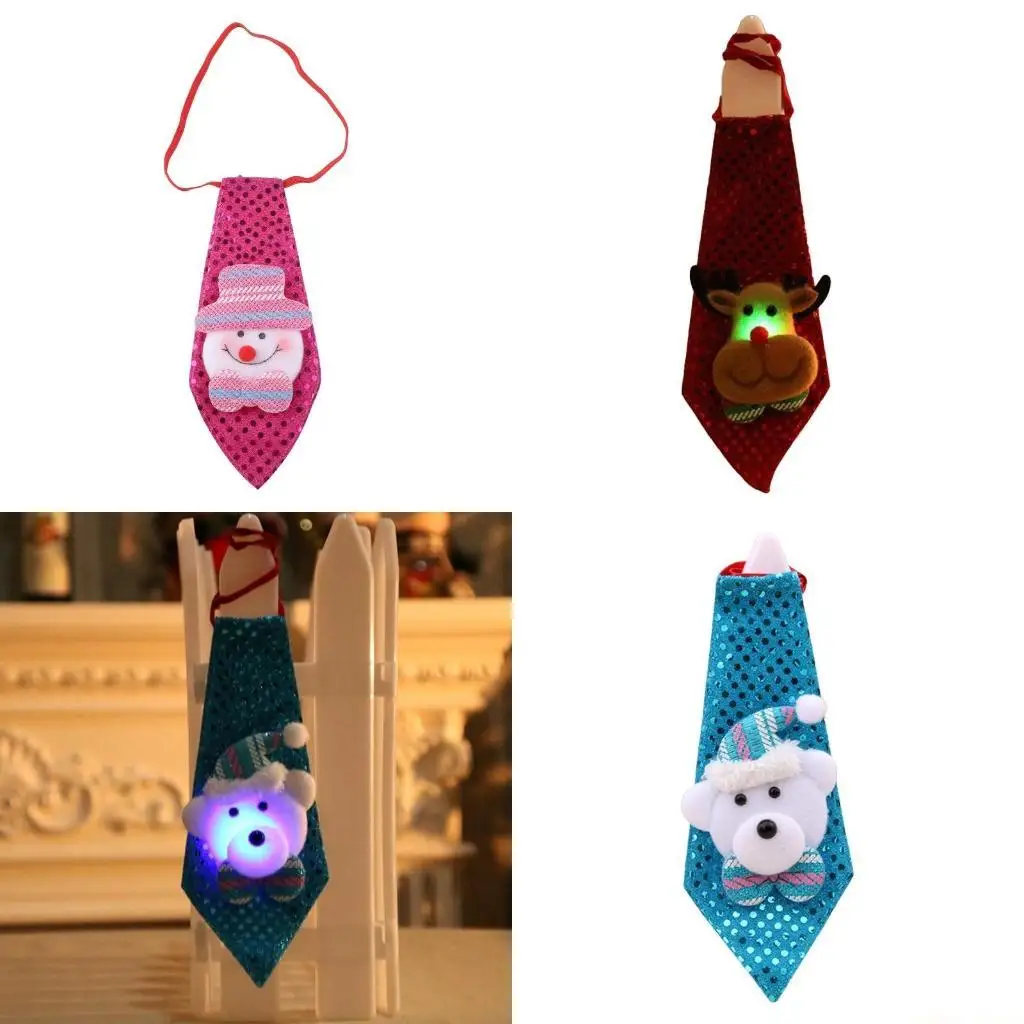 

31BF галстук Санта-Клауса, рождественский галстук с блестками, мигающая ткань для детей, мужчин, подарок, вечерние сувениры,