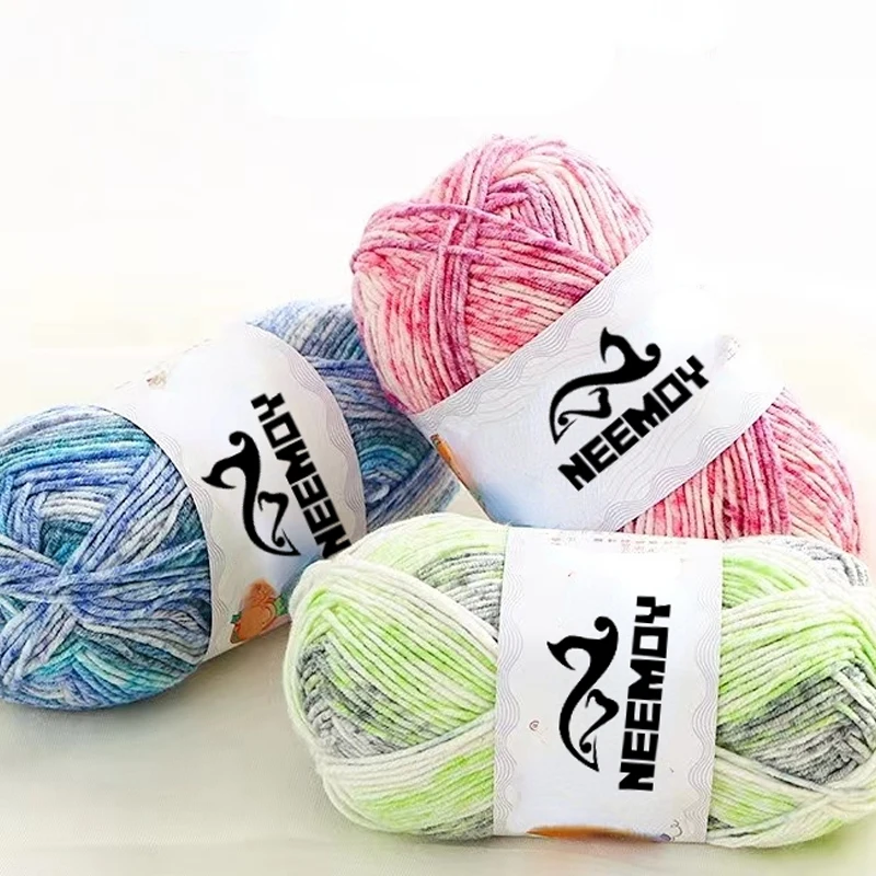 5pc/set 4 Strands of Rainbow Colors Dye Milk Cotton Wool Yarn 40 G/ball Cotton Thread for Hand Crocheting Shawls Bags Toys