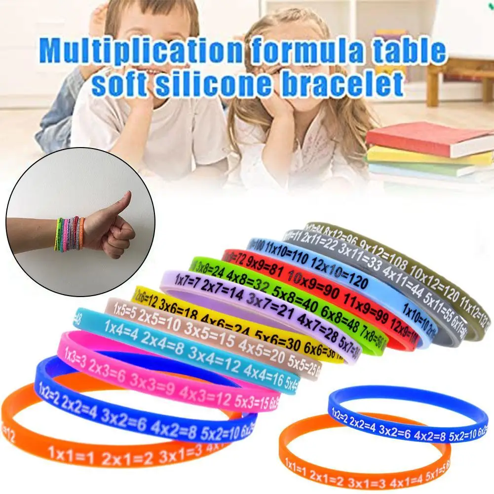 Silicone macio 12 pçs/set tabelas de multiplicação pulseira aprender matemática educação pulseira para crianças pré-escolar auxiliares de ensino matemática t6l0