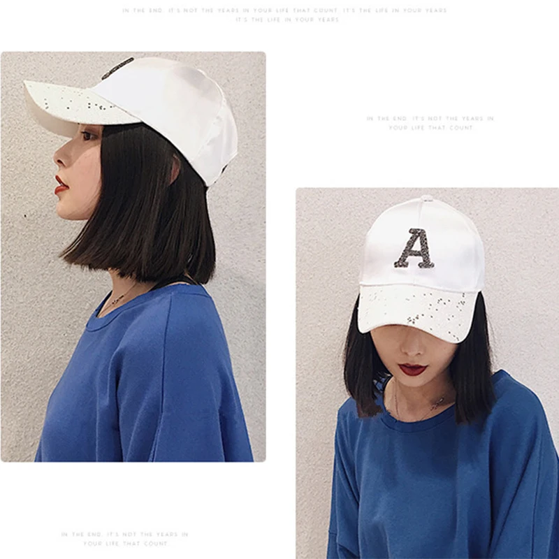 Fashion Shiny Letter R Baseball Cap Women Girl Silk Satin Spring Summer Snapback Hats Outdoor Sports Hip Hop Sun Hats Female