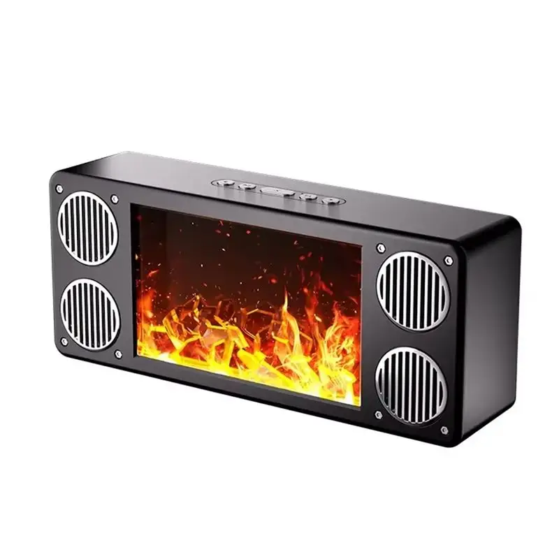 AA08-Home HIFI Subwoofer Bluetooth Speaker With Flame Fireplace Effect Bluetooth Speaker Support TF USB AUX Play