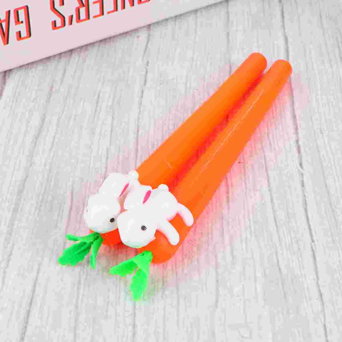 

20PCS 05MM Carrot Shaped Black Pen Rabbit Gel Pen for School Office Students Gel Pens Cartoon Gel Pens