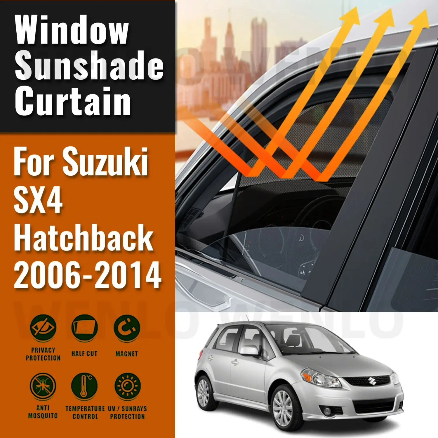 

For Suzuki SX4 Hatchback 2006-2014 Magnetic Car Sunshade Customized Side Window Curtain Sun Shield Visor Front Windshield