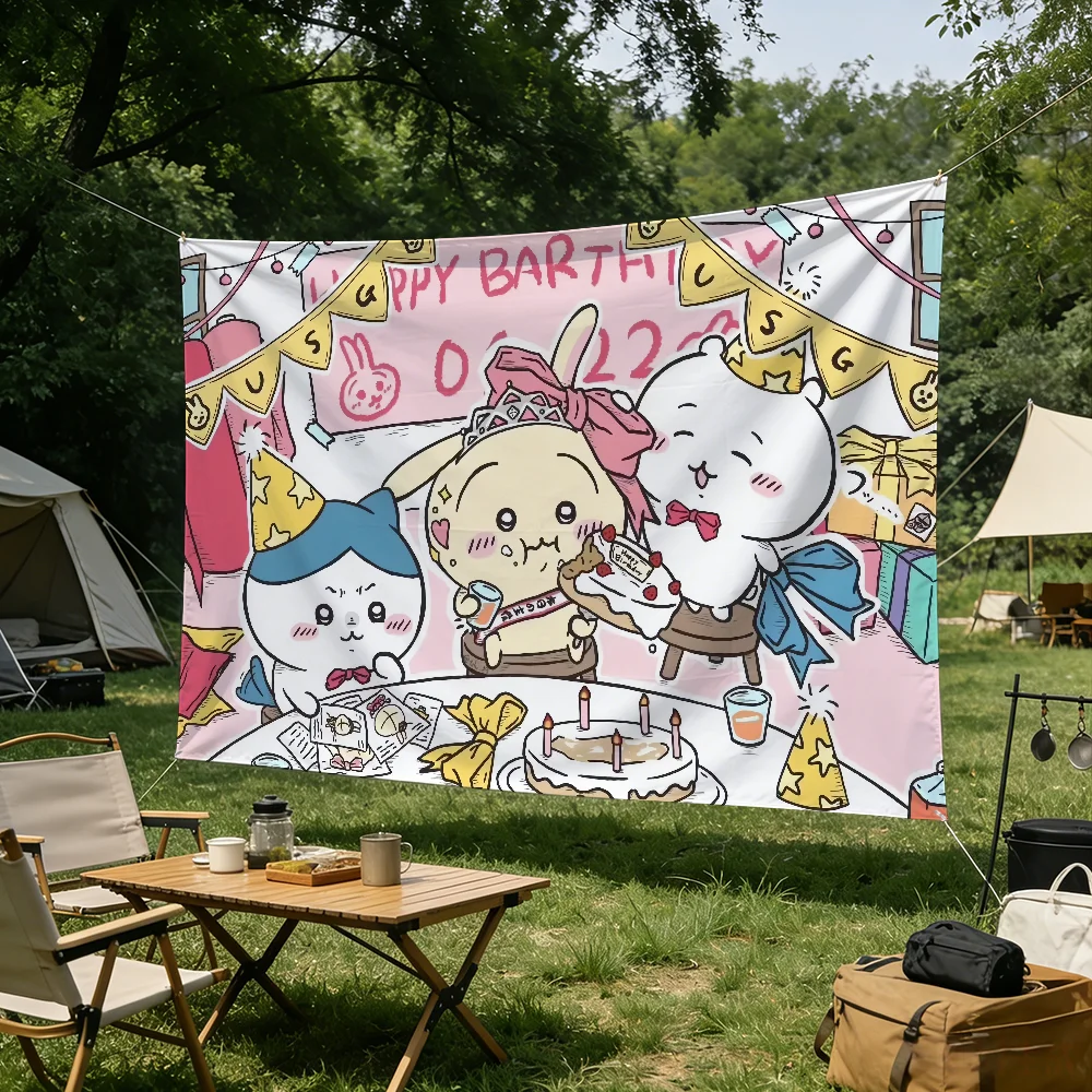 Cartoon C-Chiikawa-S Niedliche Flagge für Wohnzimmer, Zuhause, Wohnheim, Dekoration, Wand, Outdoor, Camping, Party, Banner, Geschenke – Detail 7