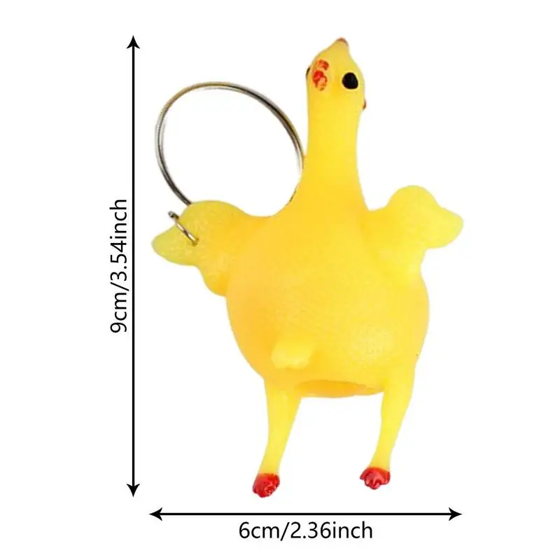 Cute Chicken Egg Laying Hens Crowded Stress Ball Keychain Creative Funny Spoof Tricky Gadgets Toy Chicken Keyring Key Chains