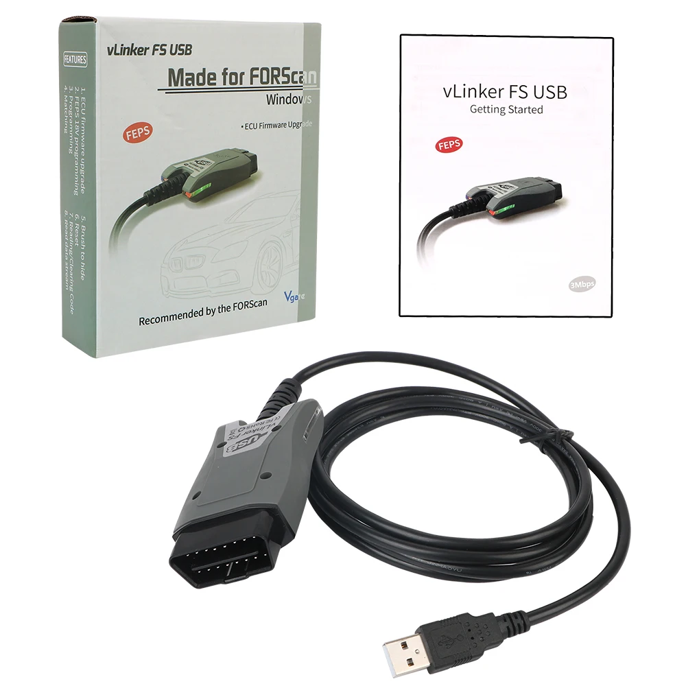FS ELM327 أدوات الواجهة obdii لفورد فورسكان elm 327 obd 2 HS/MS-CAN VLinker FS USB لمازدا سيارة ماسح ضوئي تشخيصي #3