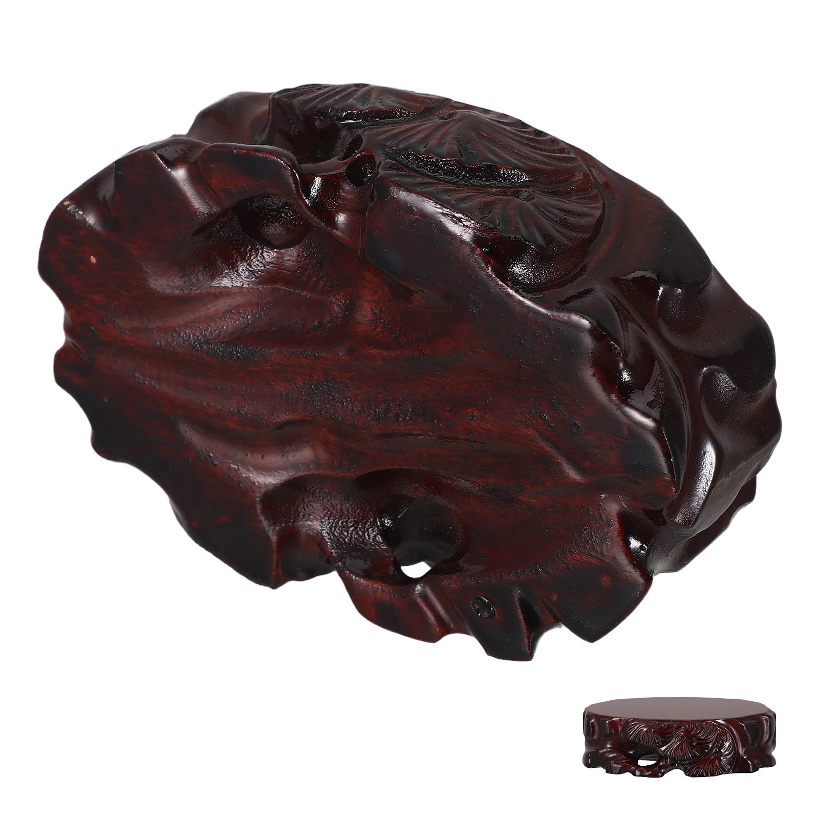 

Oval Wooden Display Base for Statues Solid Wood Root Carving Oriental Style Home Decor Teapot Vase Flowerpot Crystal Ball Stand