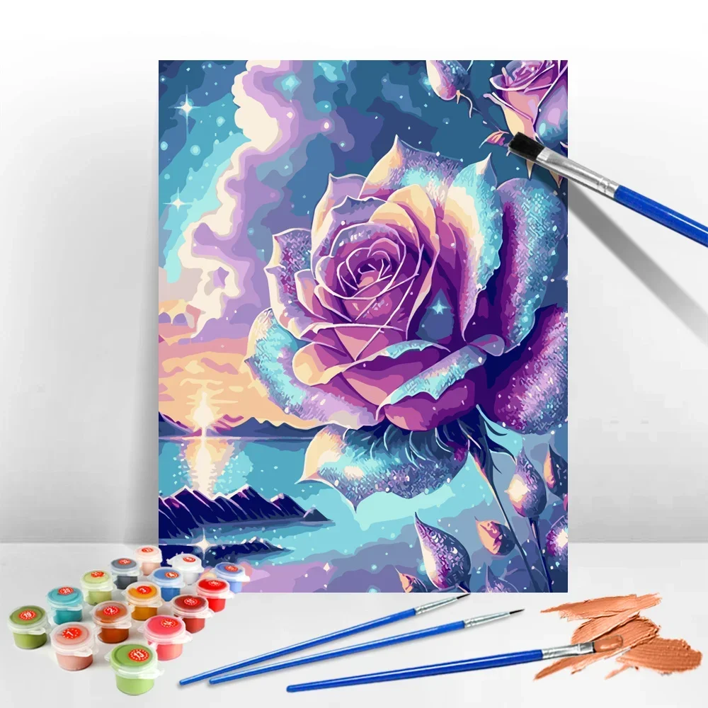 

116204 Coloring By Numbers Flower Fantasy Painting By Numbers Rose DIY Art Creative Hobbies Colorful Drawing Wall Decoration