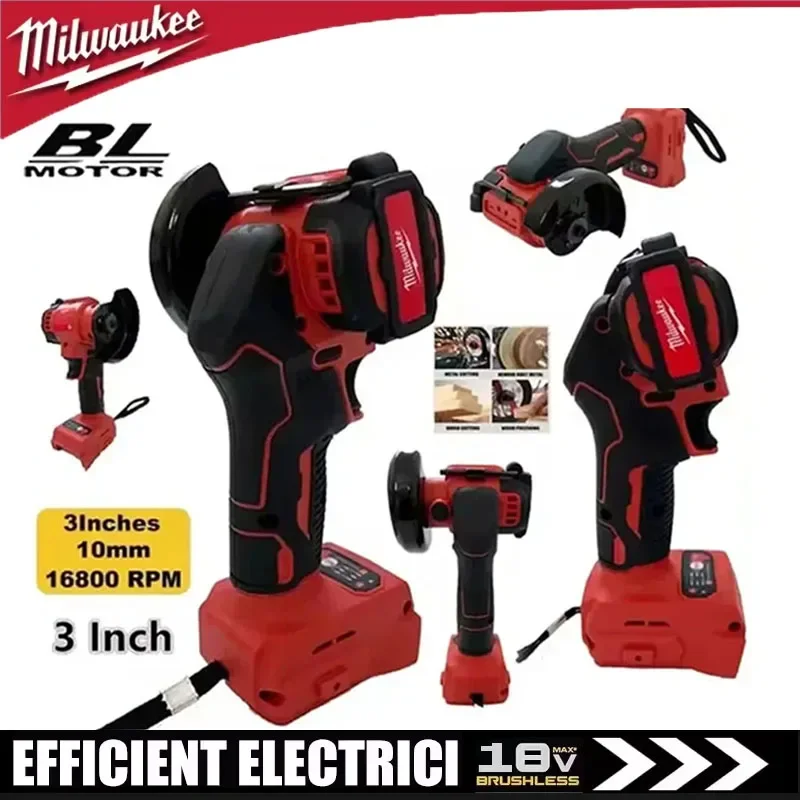

Milwaukee 18V Battery Cordless Angle Grinder 3 Inch Polishing Machine Mini Diamond Cutting Grinding Cut OFF Tools