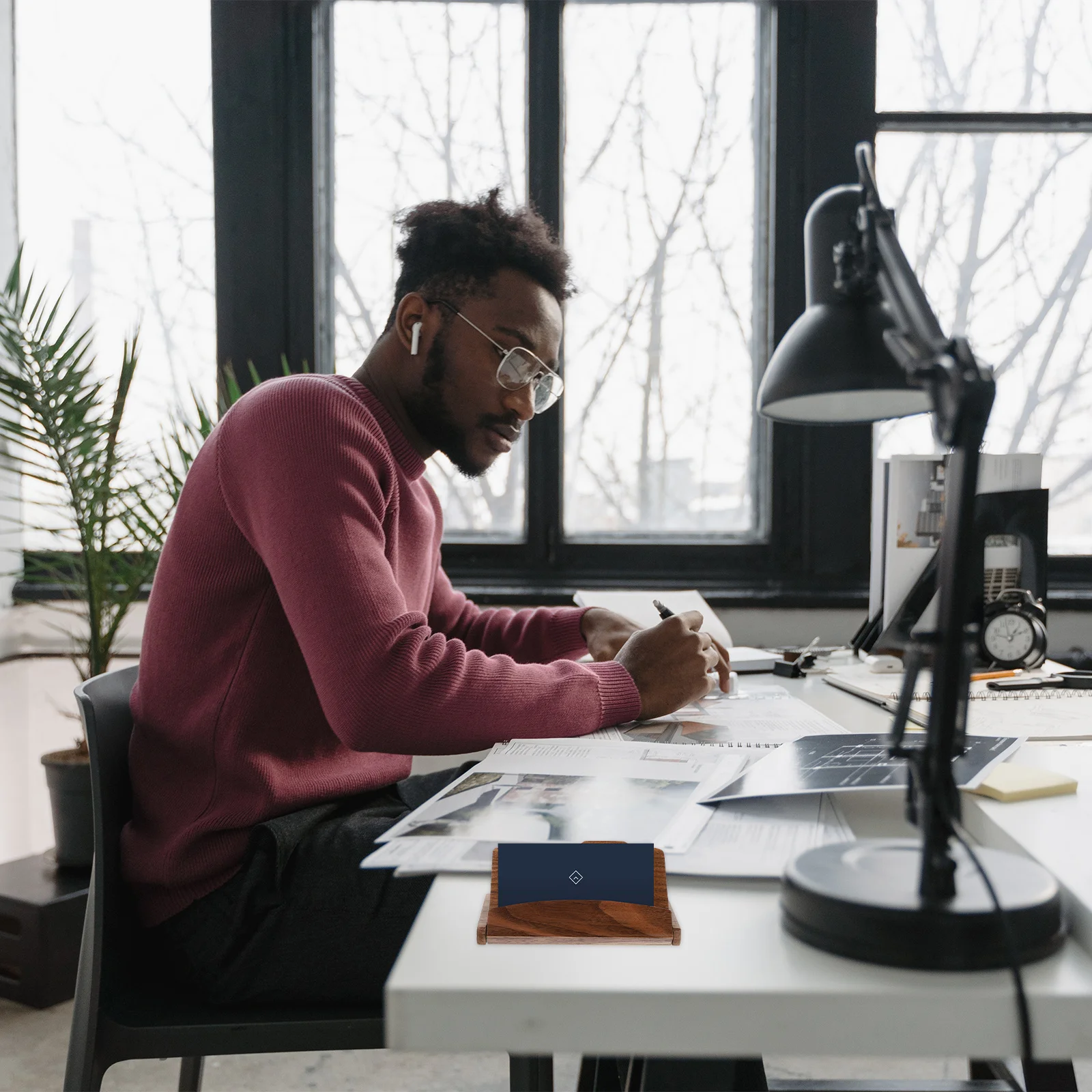 حامل أعمال من خشب الجوز، منظم ائتمان خشبي، حقيبة تخزين بطاقة الاسم المحمولة للرجال والنساء، حامل بطاقة الجيب
