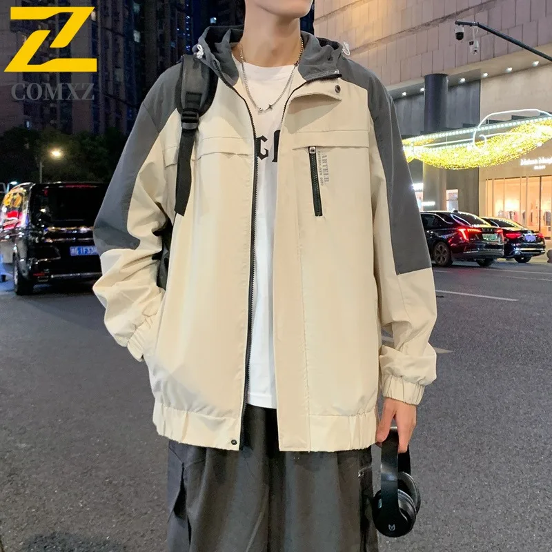 

COMXZ 2025 Men Women Unisex Softshell Jacket Spring Autumn Windproof Waterproof Two Tone Lightweight Comfortable Coat