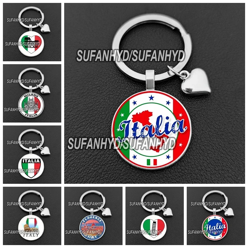 Florence Pisa Tower Keychains Rome Italian Flag Map Key Chains I Love Italy Purse Key Holder