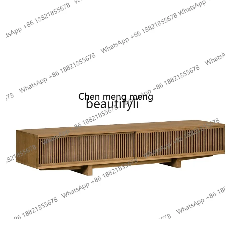 Nordic Japanese retro all-solid wood TV cabinet living room, log rack locker