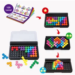 120 Challenges IQ 3D Puzzle Board Game Classic Pyramid Plate Pearl Logical Mind For Children Pyramid Beads Montessori Toys Gifts