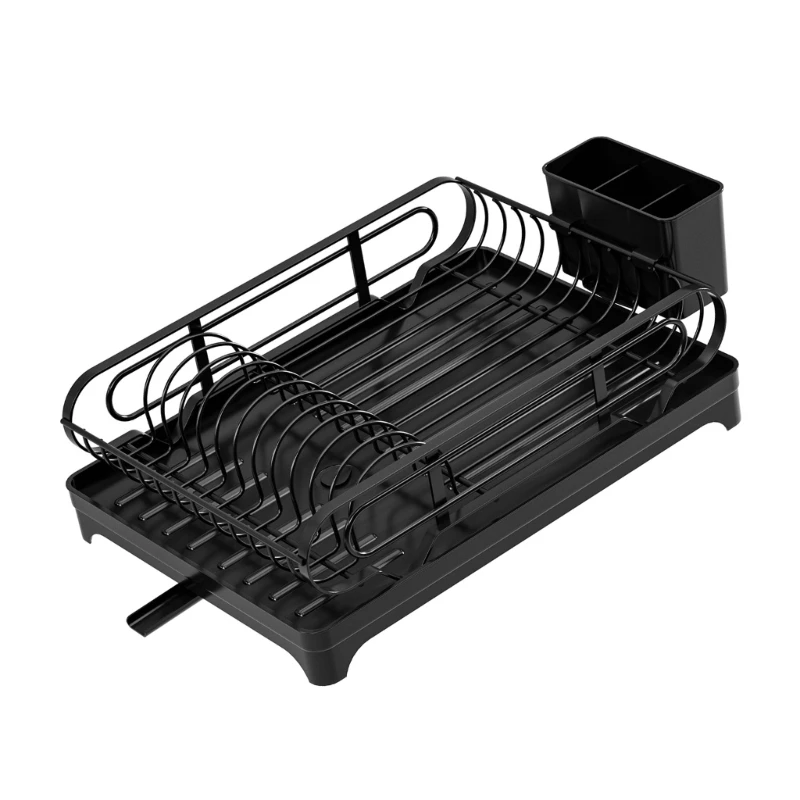 Versatile Use Tabletop Dish Drainer with Protective Scratch Cup Holders