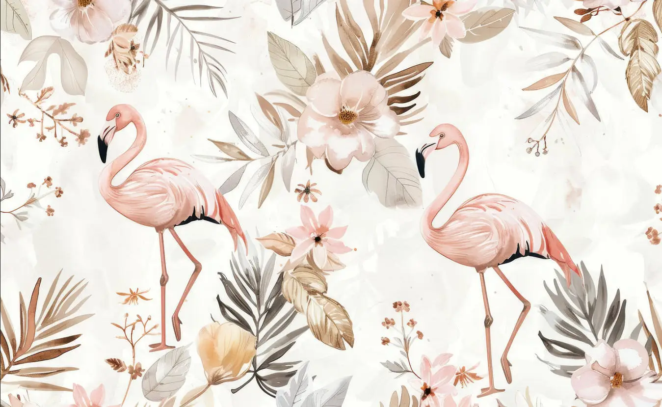 Custom size Photo Wallpaper Mural Hand Painted Tropical banana leaf flamingo flowers papel de parede 3d wallpapers home decor