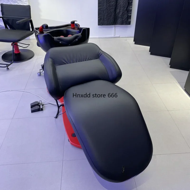 Electric liftable barber shop shampoo bed hair salon special high-grade ceramic basin half lying flush bed