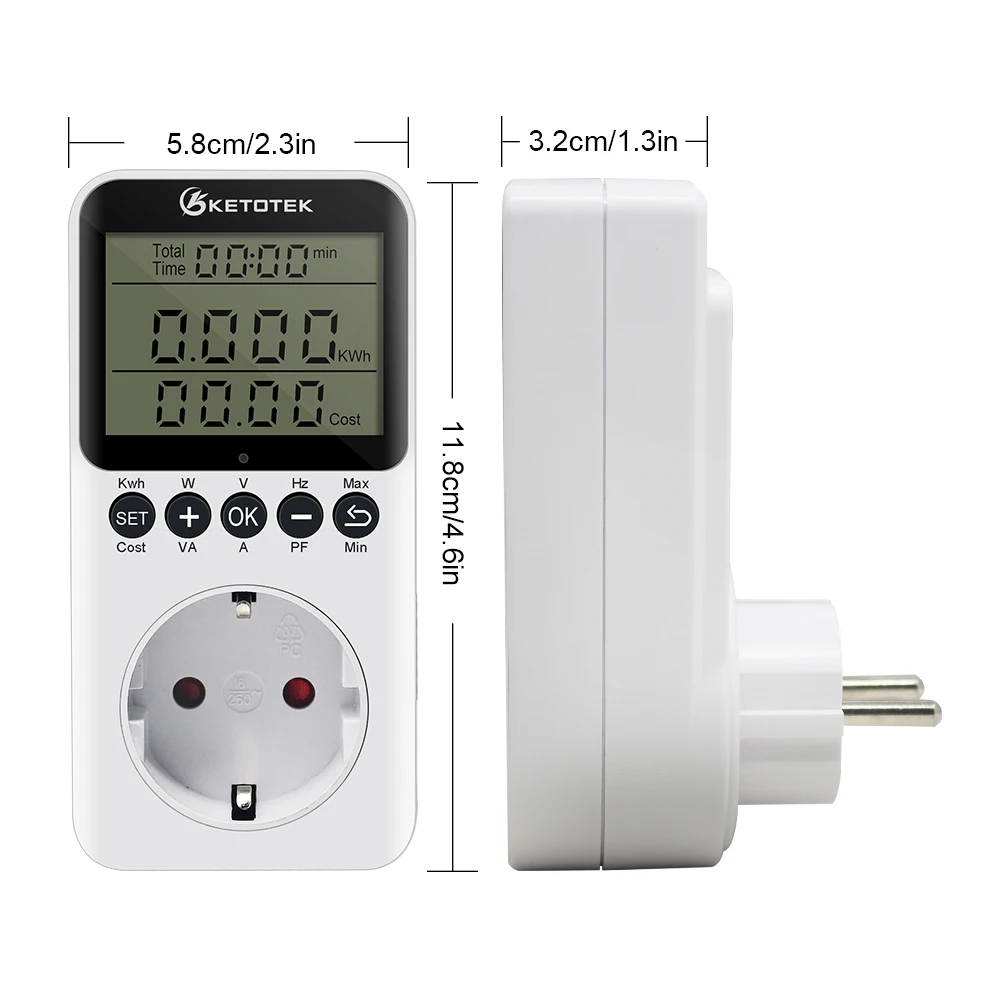 Digital AC Power Meter Wattmeter Socket Consumption Watt Energy Meter KWH EU Plug 220V Electric Analyzer Monitor