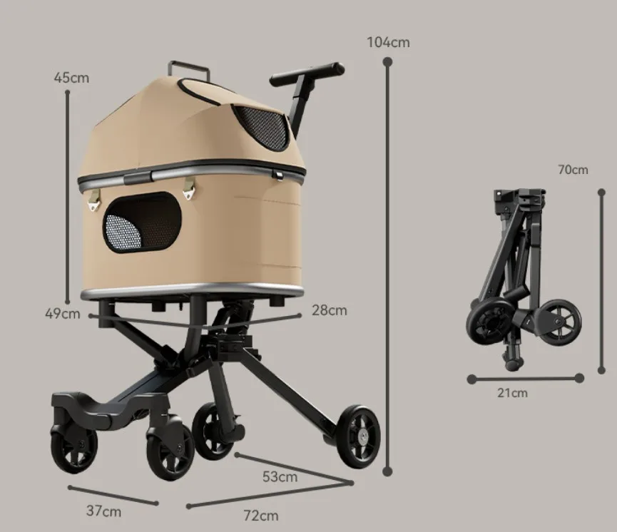 Hot Sale Eco-friendly Foldable Lightweight Outdoor Pet Stroller 4-Wheel ABS Aluminum Alloy for Large/Small Dogs 15kg Capacity