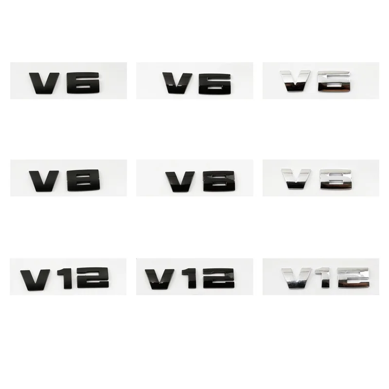 

NEW ABS V6 V8 V12 logo Side rear trunk emblem black silver logo sticker Decal Replacement for BMW