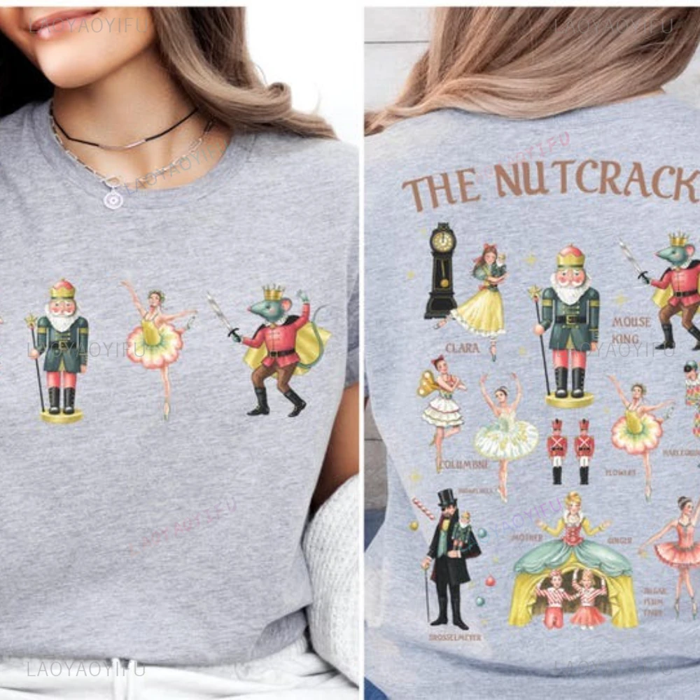 عيد الميلاد عطلة حزب الجرافيك التي شيرت كسارة البندق جميل نمط الباليه عارضة المحملة مضحك الصيف أزياء القطن المرأة تي شيرت