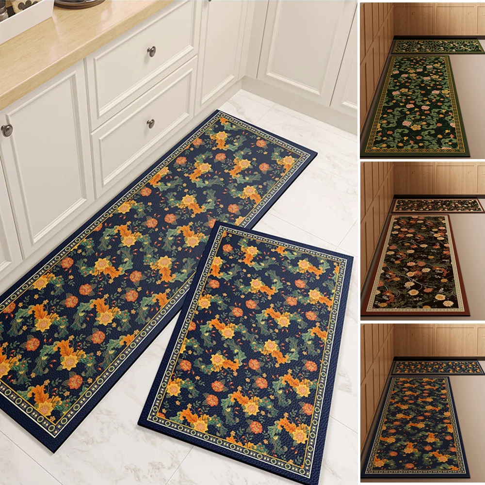 1PC Retro Style Soft Diatomaceous Earth Kitchen Mats Non-slip and Anti-oil Wipable Washable Kitchen Absorbent Mats Long Foot Mat