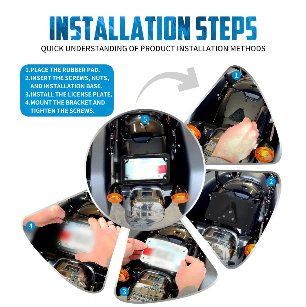 دراجة نارية لوحة ترخيص قوس منحني وضع 3 ثقوب تصاعد إطار حامل ل هارلي سوفتيل FL سبورتستر XL داينا التوائم الكبيرة #3