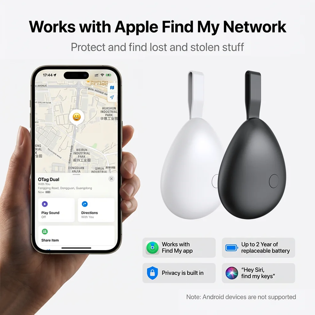 MFi Certified GPS Smart Tag Pet Tracker Compatible with Apple AirTag Find My Network for Anti-Loss of Pets Cars And Motorcycles