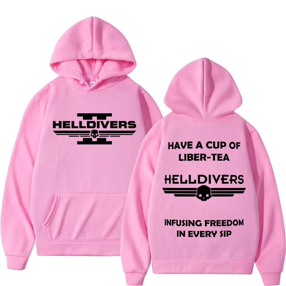 Game Helldivers Double Sided Print Hoodies Men Women Fashion Vintage Hooded Sweatshirts Autumn Winter Casual Comfort Pullovers