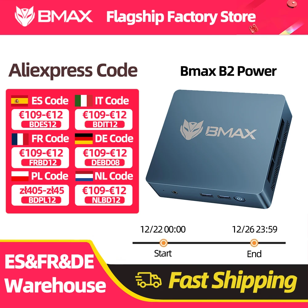 Bmax B2 puissance nouveau Mini Pc Windows 11 Pc HDMI Intel 5205U 8 Go de Ram 256 Go Ssd Intel Uhd graphique Wifi Bluetooth