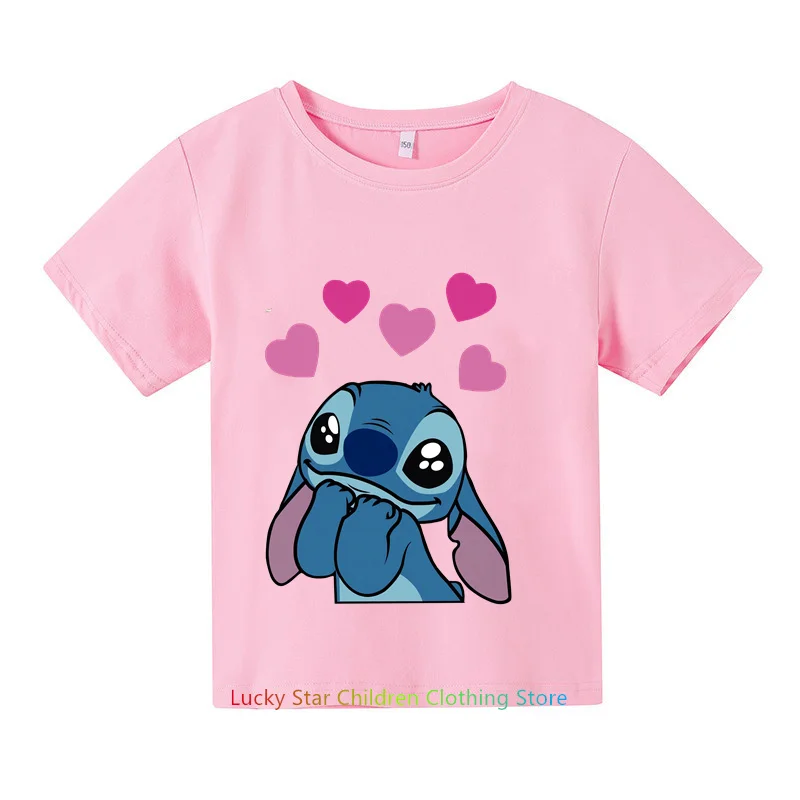 

Stitch Tshirt Kids Clothes Girls Clothing Baby Boys Anime Fashion Summer Children's Cartoon Casual T-shirts Short Sleeve