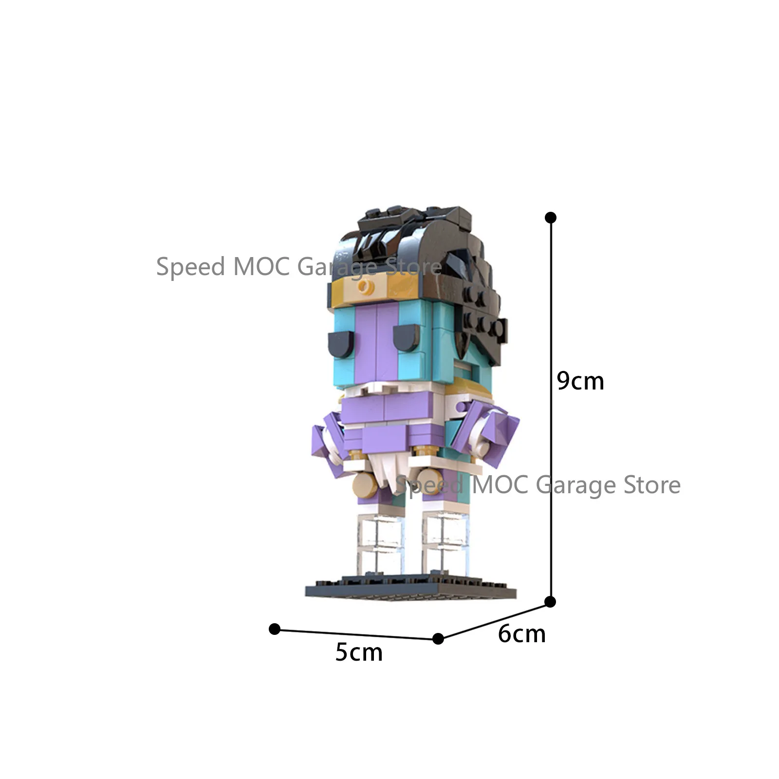 2PCS Anime Style Stand & User BrickHeadz MOC Set, Purple & Black Articulated Character Figures with Stand, Collectible Toy