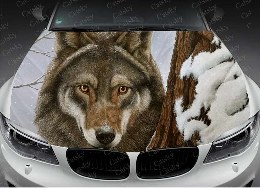 Abstract Animal -  Wolf Car Hood Vinyl Stickers Wrap Vinyl Film Engine Cover Decals Sticker Car Auto Accessories